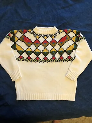 Vintage 1960’s Womens Sweater Argyle Chunky Medium • $27.50