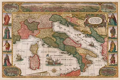 Map Italy 1640 Sardinia Corsica Rome Venice Genoa Florence Naples Poster Repro • £17.01