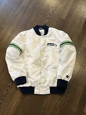 Seattle Seahawks Starter Jacket Large Mens White Button • $79.99