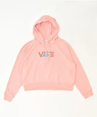 VANS Womens Crop Graphic Hoodie Jumper UK 12 Medium Pink Classic V108 • £9.35