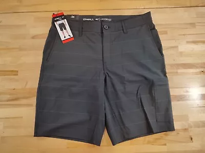 O'Neill Men's Hybrid Quick Drying Drawstring Crossover Shorts Black Size 34 • $20.29