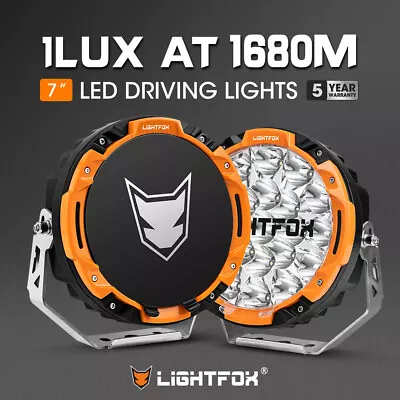 Lightfox 7  Osram LED Driving Lights Black Round Spotlight DRL Offroad Truck 4x4 • $289.95
