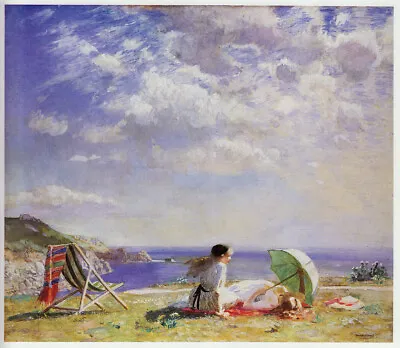 Wind & Sun Cornwall Picnic Laura Knight Vintage Print In 11 X 14 Inch Mount • £18.95