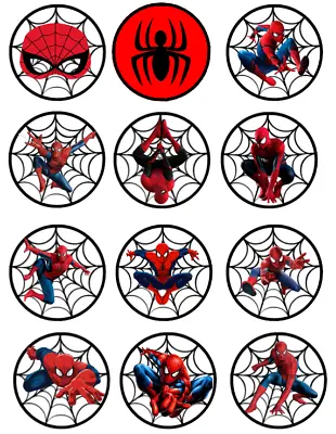 15 Pre-Cut Edible Icing Spiderman Cupcake Icing Toppers Pre Cut • £4