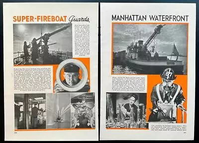 Fire-Fighter FDNY Marine 1 1939 Pictorial “Fireboat Guards Manhattan Waterfront  • $12.89