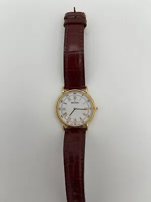 Vintage Classic MOVADO MUSEUM 87-E4-0885 Gold Plated White Dial Leather Band • $125