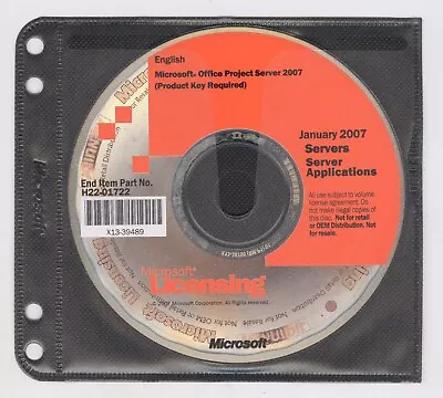 Microsoft Office Project Server 2007 W/Product Key • $20