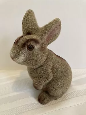 Vintage Fuzzy Easter Bunny Rabbit Piggy Bank W/ Stopper 7” • $24