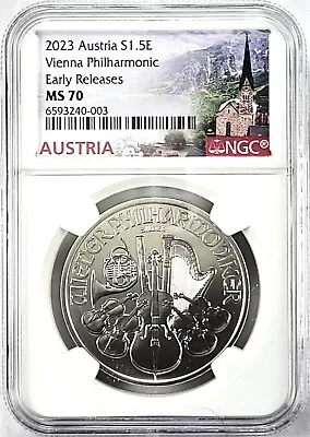 2023 Austria Label 1 Oz Silver Philharmonic - NGC MS70 Early Releases • $36