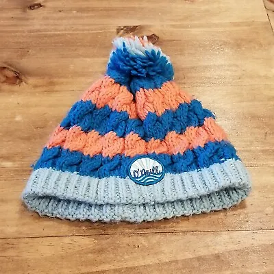 O'Neill Beanie Hat Cap Pom Chunky Knit Orange Blue One Size Womens Surf • $6.94