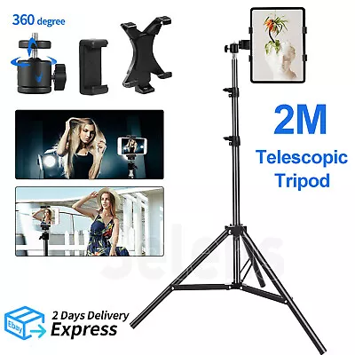 79” Light Stand Tripod + Phone IPad Clamp Clip Kit For IPhone Video Photo Studio • £15.09