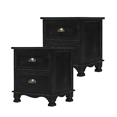 La Bella 2X Bedside Table 2 Drawer Vintage Side Table Storage Cabinet Bedroom • $99