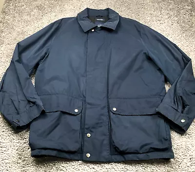 VTG Nautica Mens Jacket Sz L Blue Full Zip Snap Pockets Long Sleeve Lined EUC • $19.99