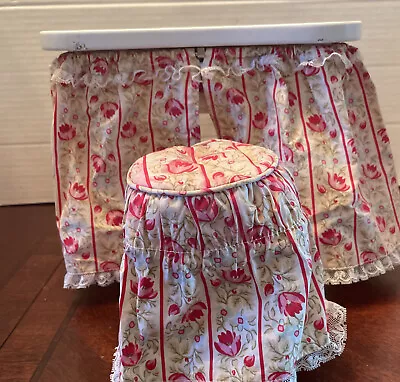 American Girl Doll Size Mollys Vanity And Stool Doll Set Floral No Mirror • $35