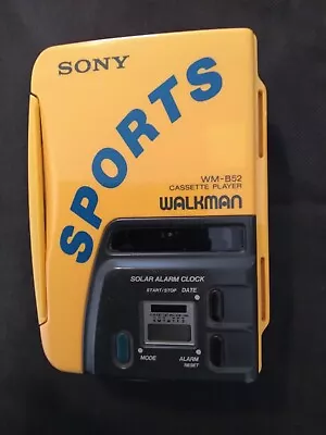 Sony Walkman Sports Cassette Player WM- B52 Solar LCD Alarm Time Yellow • £20