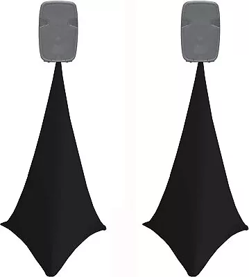 £35.70 • Buy 2x Black Double Sided Spandex Stretch Speaker Stands Scrims, Lycra Tripod Cover