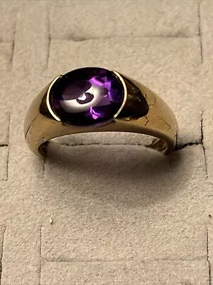 9ct Gold Cabochon Amethyst Ring Absolutely Beautiful Size O 3.71 Grams • £125