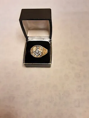 Vintage 10k Gold  Men's Masonic Ring With Diamonds • $479.99