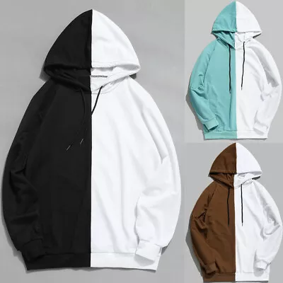 Mens Casual Patchwork Slim Fit Hoodie Outwear Blouse Sweatshirt . • $19.36