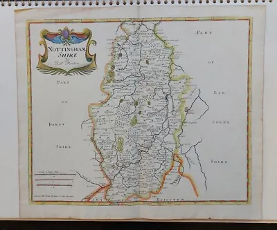 Antique 18th Century County Map Nottinghamshire Robert Morden 1722 Nottingham • £44.95