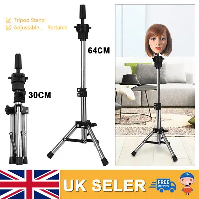 Adjustable Wig Head Stand Wig Holder Head Tripod Hairdressing Training Barber UK • £8.59