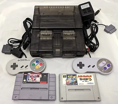 SNES Super Nintendo Transparent Smoke Console Bundle 2 Games Controllers Re-Cap! • $299.99