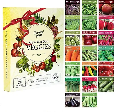 Garden Pack 20 Vegetable Seeds Varieties – High Yield Garden Seeds For Planting • $19.99