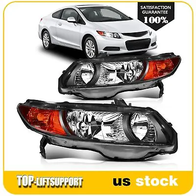 For 2006-2011 Honda Civic Coupe 2Dr Headlight Assembly Black Housing Left+Right • $84.59