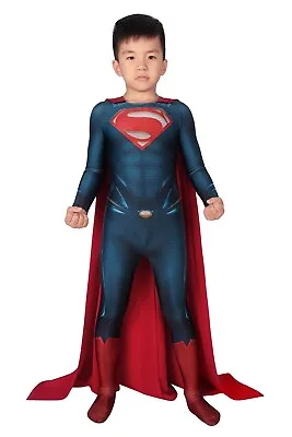 Superman Man Of Steel Clark Kent Printed Jumpsuit Kids Cosplay Costume Halloween • $147.57