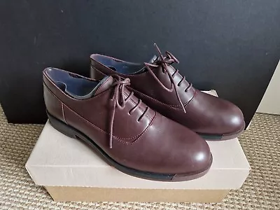 BNIB Camper Bowie Women's Lace-up Oxford Shoes Red Brown UK 7 EU 40 US 10 New • £22.99