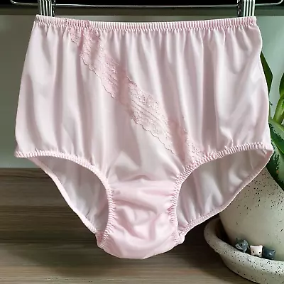 Vintage Sheer Nylon Panties Pink Bikini Granny Lace Brief Size 6-7 Hip 35-40  • $29.27