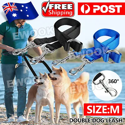 $5.45 • Buy 2 Way Double Dual Dog Leash Lead Walk 2 Dogs With One Lead Coupler Nylon Harness