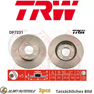 2x THE BRAKE DISC FOR MITSUBISHI GRANDIS N9 N8 4G64 SPACE WAGON N9 N8 4G63 TRW • £134.68