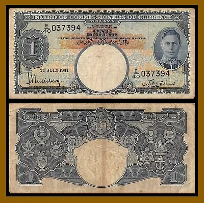 Malaya 1 Dollar 1941 P-11 George VI Banknote (F) • $34.40