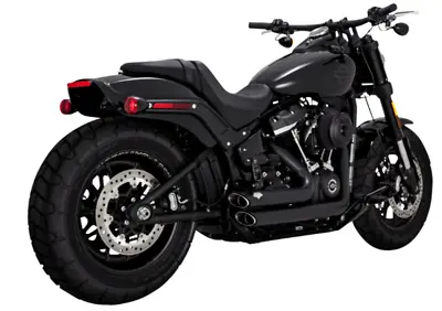 Vance & Hines Black Staggered Shortshots Exhaust System Pipes Harley Softail 18+ • $899.99