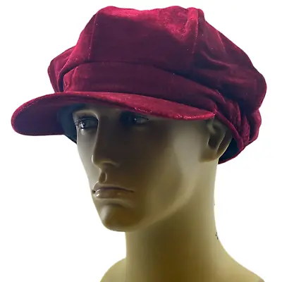 £15.99 • Buy Velvet Red Bakerboy Newsboy Hat Gatsby 8 Panel Winter Cap Ladies Womens Girls