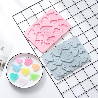 Chocolate Mould Heart Valentine Silicone Jelly Biscuits Sweet Cake Topper Mold • £2.79