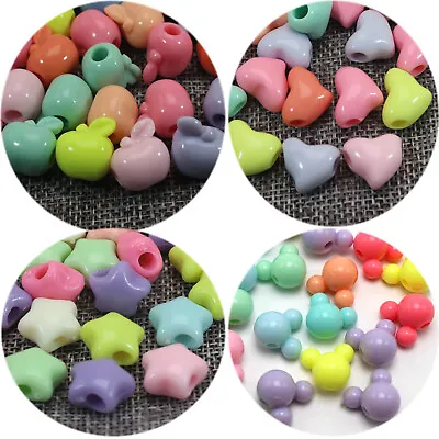 50 Mixed Pastel Color Acrylic Various Star Mouse Pony Beads For Kids Craft Kandi • $3.32