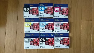 Genuine Set 9 Epson #96 Ink T0961-t0964-t0965-t0966-t0969 Stylus Photo R2880 New • $108