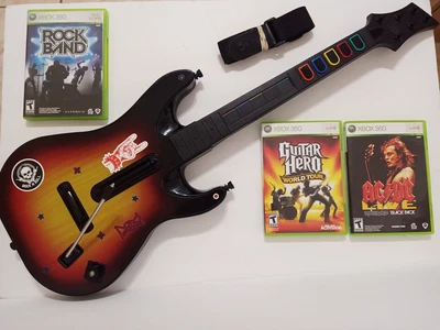 $169 • Buy Guitar Hero World Tour Rock Band Wireless Sunburst Controller Xbox 360 Bundle