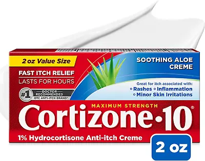 Cortizone 10 Maximum Strength Anti-Itch Cream With Soothing Aloe 2 Ounces • $14.99