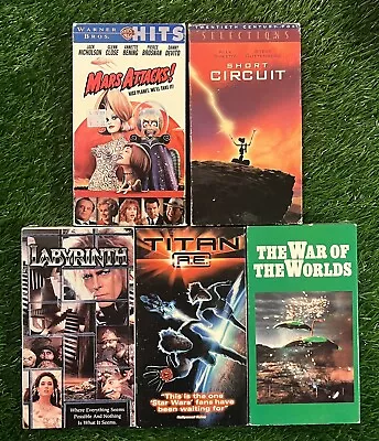 VTG 80's 90's Lot Of 5 VHS Sci-Fi Horror Movies Mars! Attacks Labyrinth Tested • $24.99