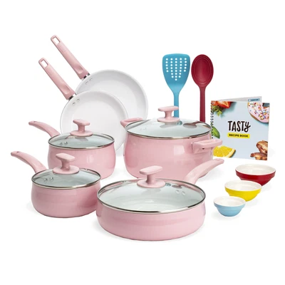 $62.31 • Buy Ceramic Titanium-Reinforced Cookware Set, Pink, 16 Piece