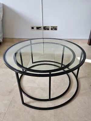£315 • Buy Andrew Martin Harlan Black Nested Glass Coffee Tables