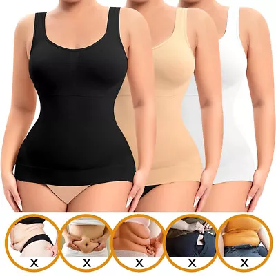 Women Tummy Control Compression Vest Slimming Body Shaper Camisole Padded Tops  • £13.99