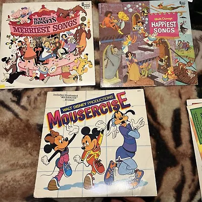 Lot Of 5 Kids Walt Disney Records Favorite Songs Sing VTG World Mouse Animation • $36