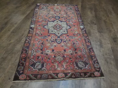 Vintage Anatolian Geometric Turkish Rug Vegetable Dy HandMade Rug 3.3x6.9 Ft • $0.99