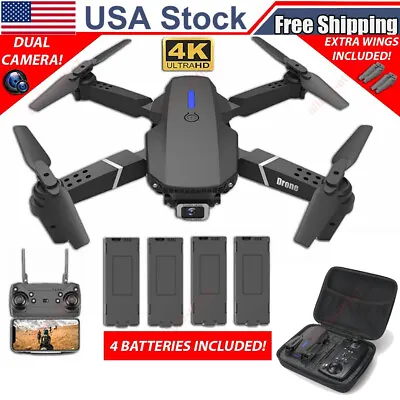 RC Drone With 4K 1080P HD Dual Camera WiFi FPV Foldable Quadcopter + 4 Batteries • $25.46