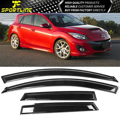 Fit 10-13 Mazda 3 Hatchback Tape On Window Visors 4Pc Set Acrylic • $29.99