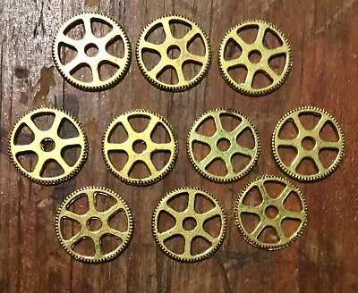 Gold Brass Metal 3/4” Steampunk Gears 10 Piece Lot! FREE SHIPPING! • $9.99